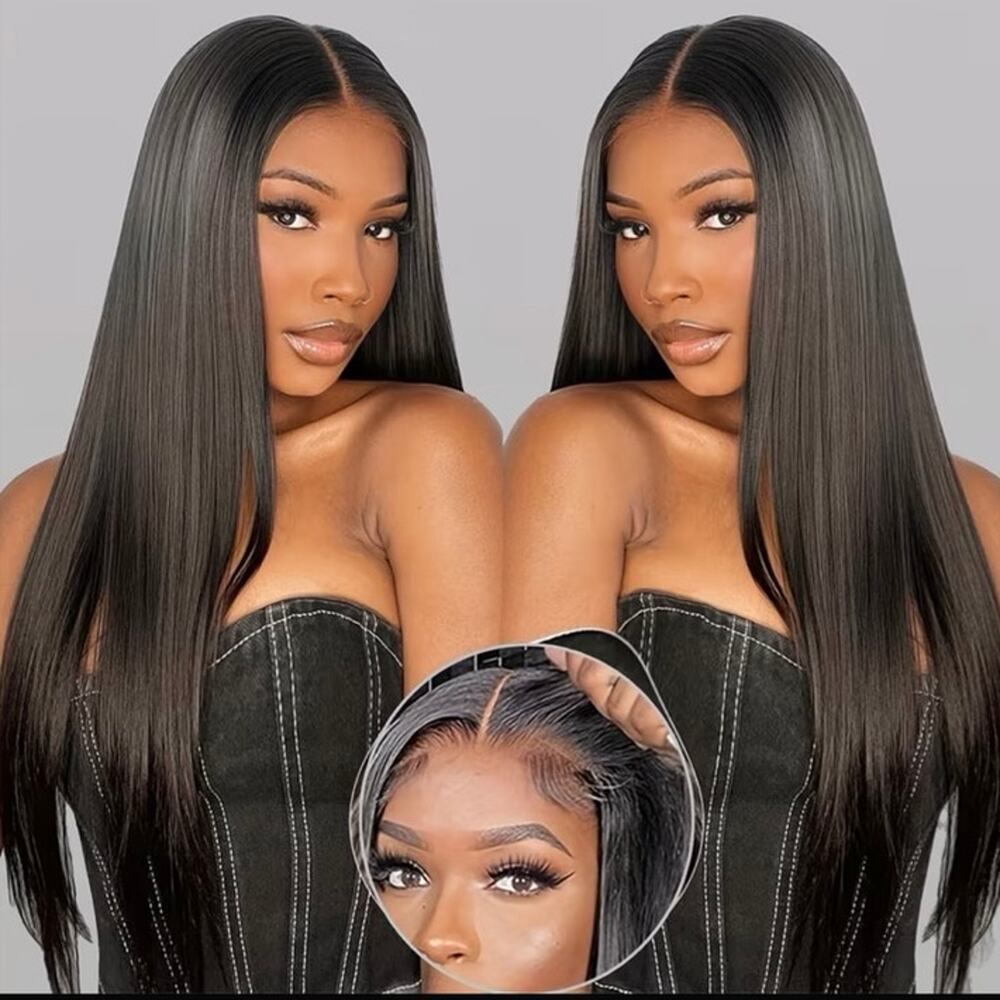 13x4 lace front human hair wig  Approx 16-18” black closed weft